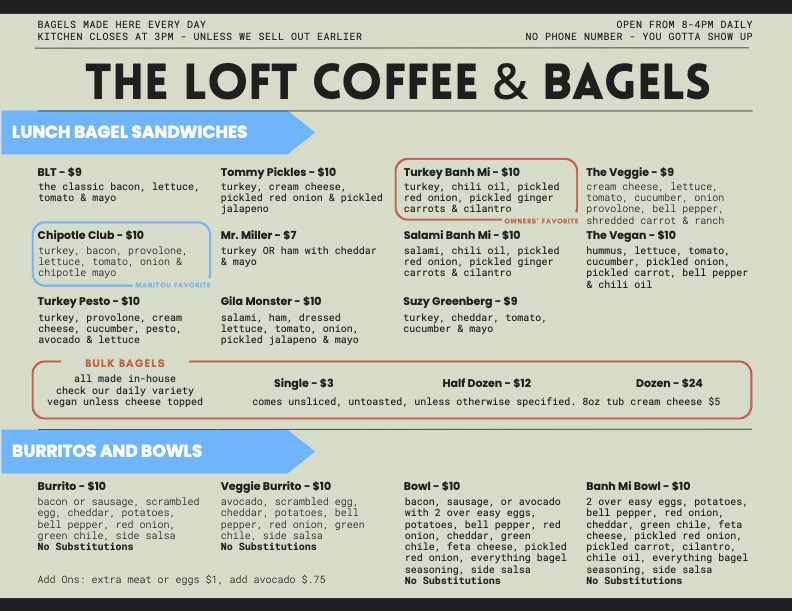 cafe menu, back