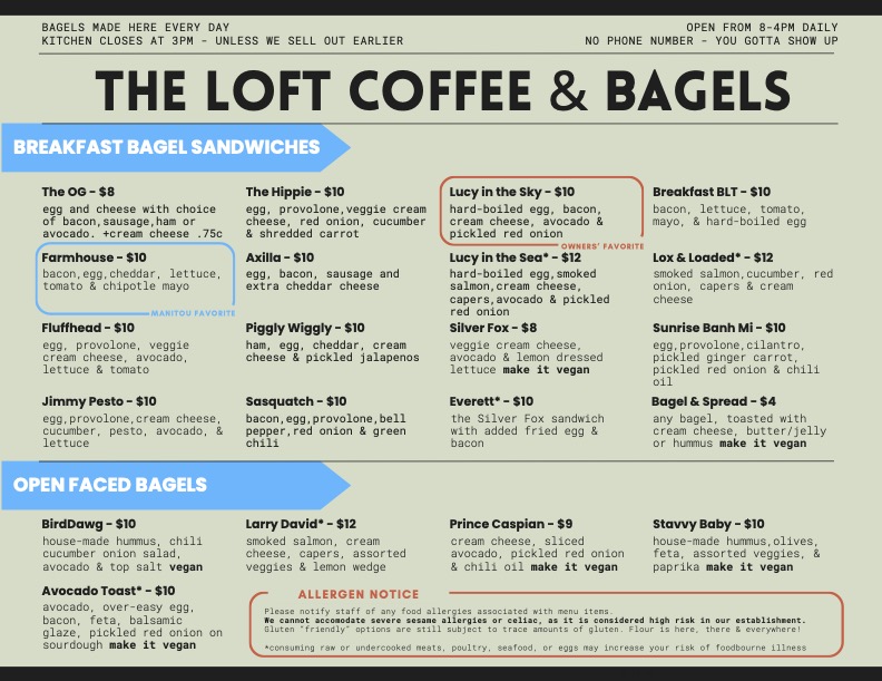 cafe menu, front